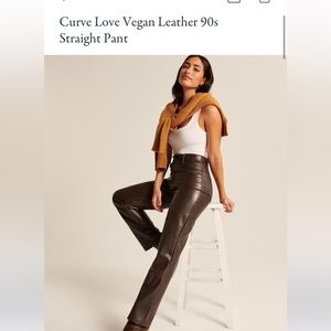 Abercrombie brown (curve love vegan) leather straight pants